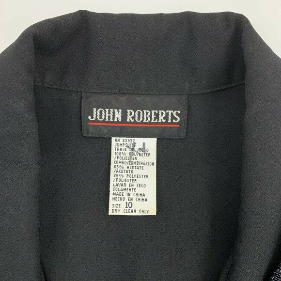 Vintage John Roberts Womens Jumpsuit Size 10 Black Eyelet Pant Romper Power Suit - Picture 6 of 10